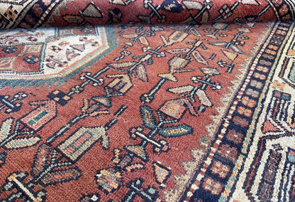 Hand-Knotted Tribal Persian Hossainabad Rug