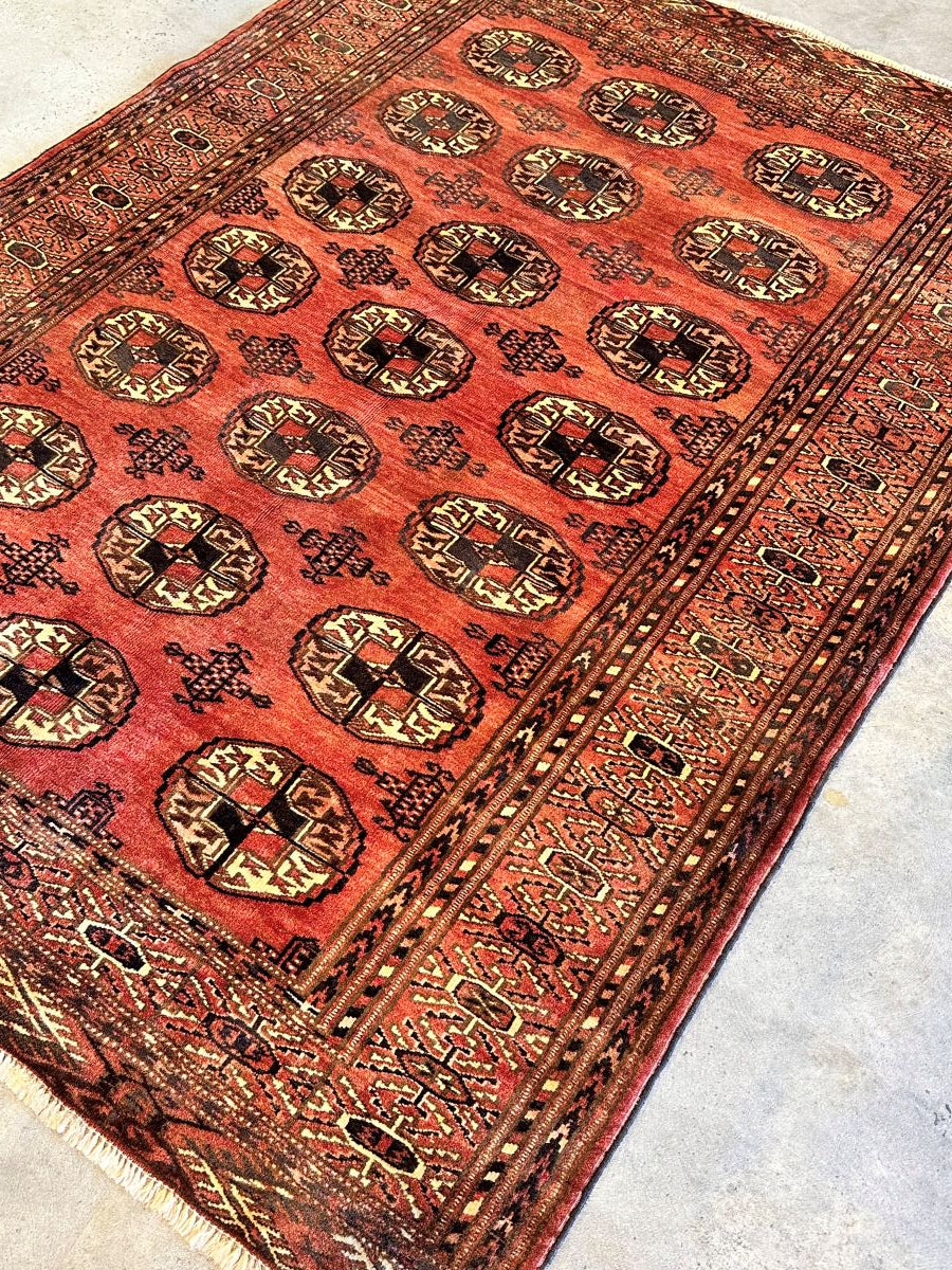 Hand-Knotted Tribal Persian Turkoman Mori Rug
