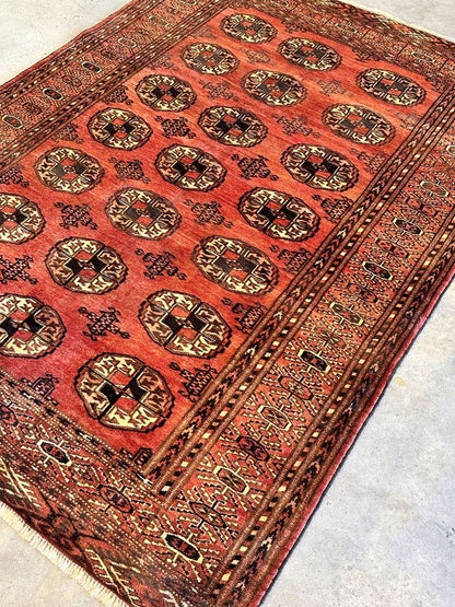 Hand-Knotted Tribal Persian Turkoman Mori Rug