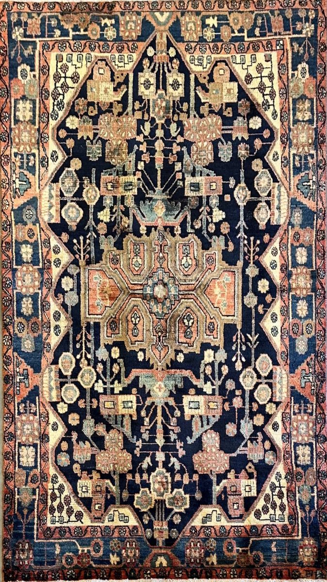 Hand-Knotted Tribal Persian Nahavand Rug