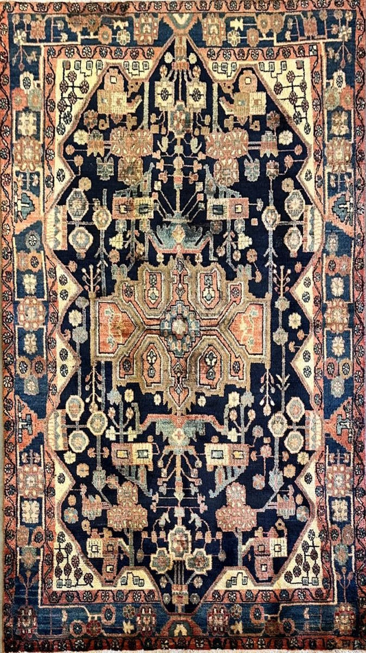 Hand-Knotted Tribal Persian Nahavand Rug