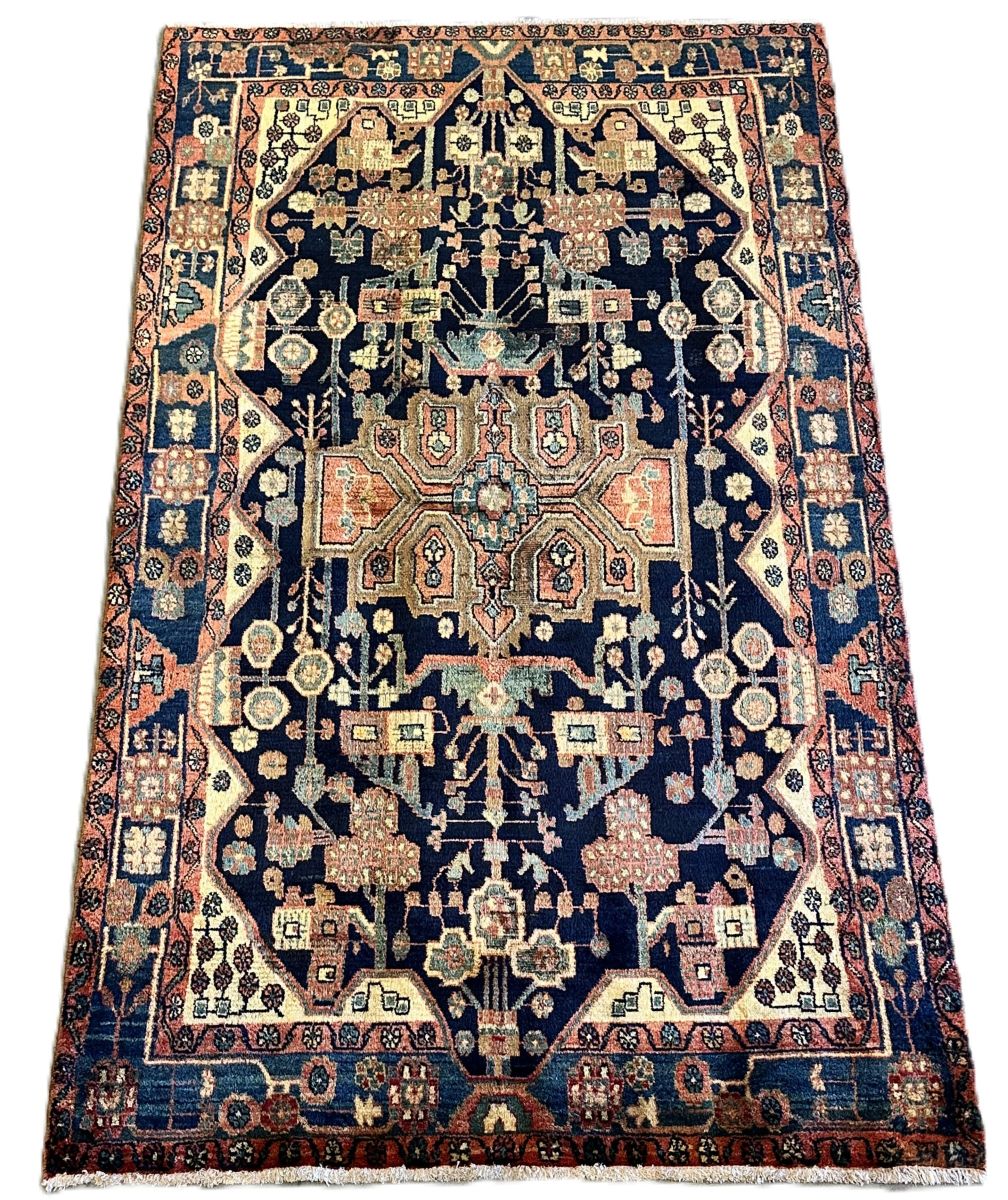 Hand-Knotted Tribal Persian Nahavand Rug