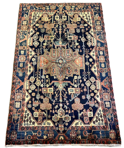 Hand-Knotted Tribal Persian Nahavand Rug