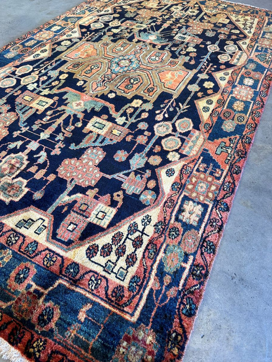 Hand-Knotted Tribal Persian Nahavand Rug