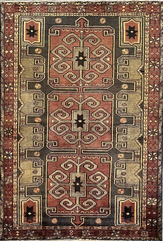 Hand-Knotted Tribal Persian Abhar Rug