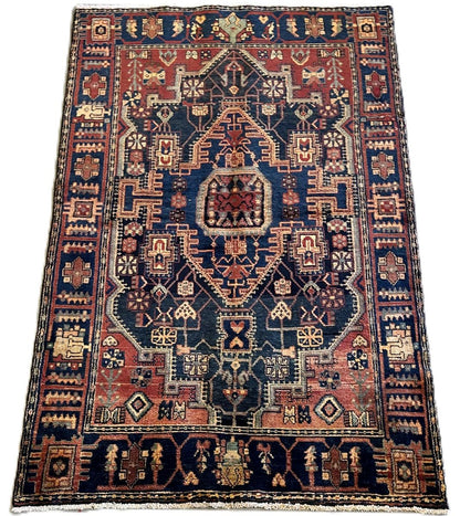 Hand-Knotted Tribal Persian Nahavand Rug