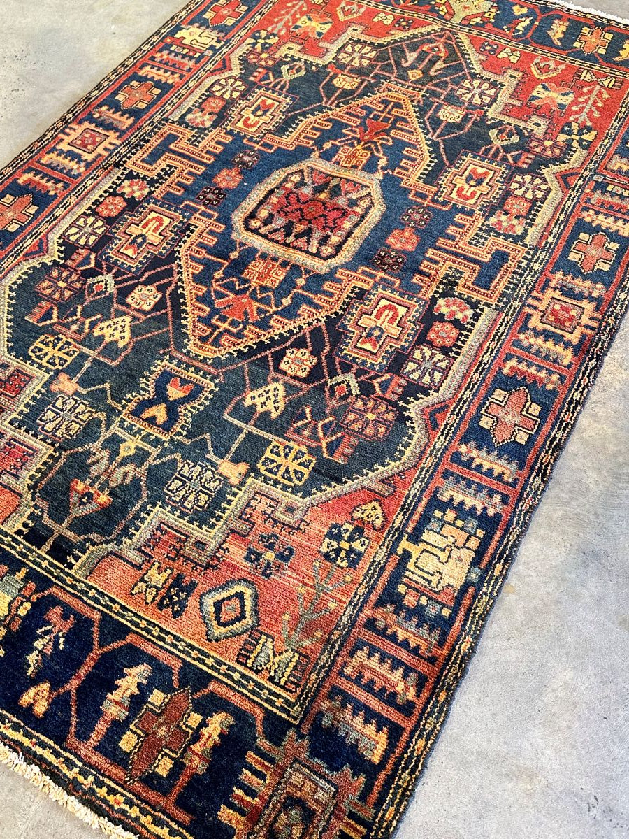 Hand-Knotted Tribal Persian Nahavand Rug