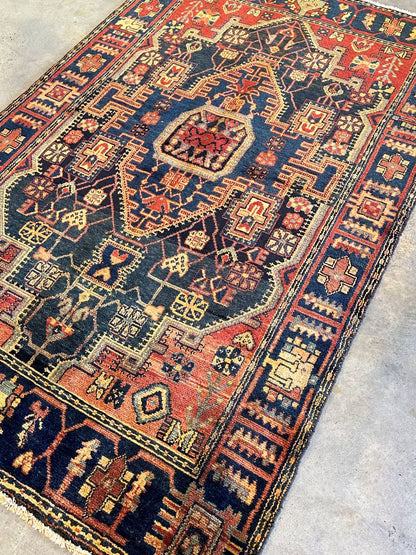 Hand-Knotted Tribal Persian Nahavand Rug