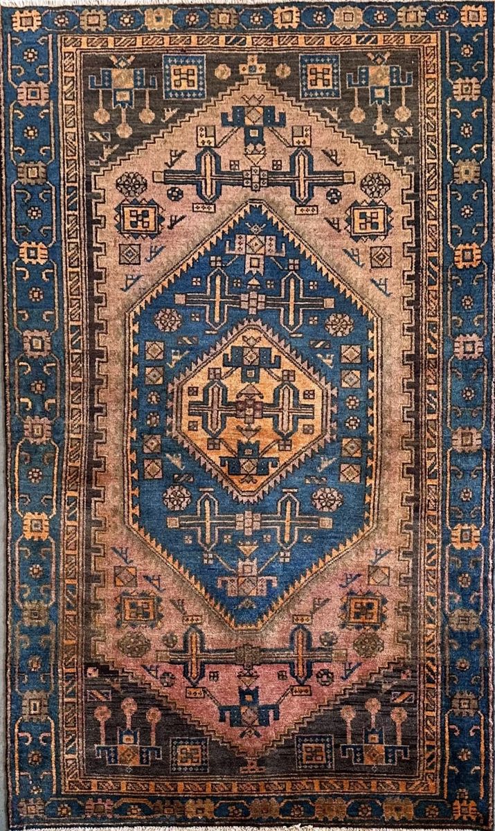 Hand-Knotted Tribal Persian Khamseh Rug