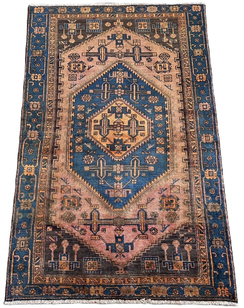 Hand-Knotted Tribal Persian Khamseh Rug