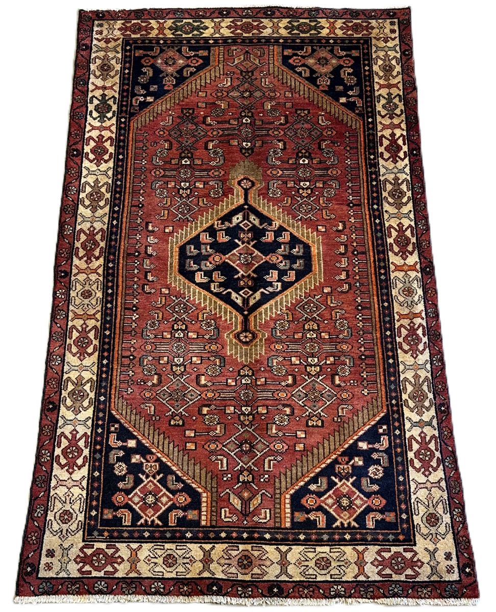 Hand-Knotted Tribal Persian Hossainabad Rug