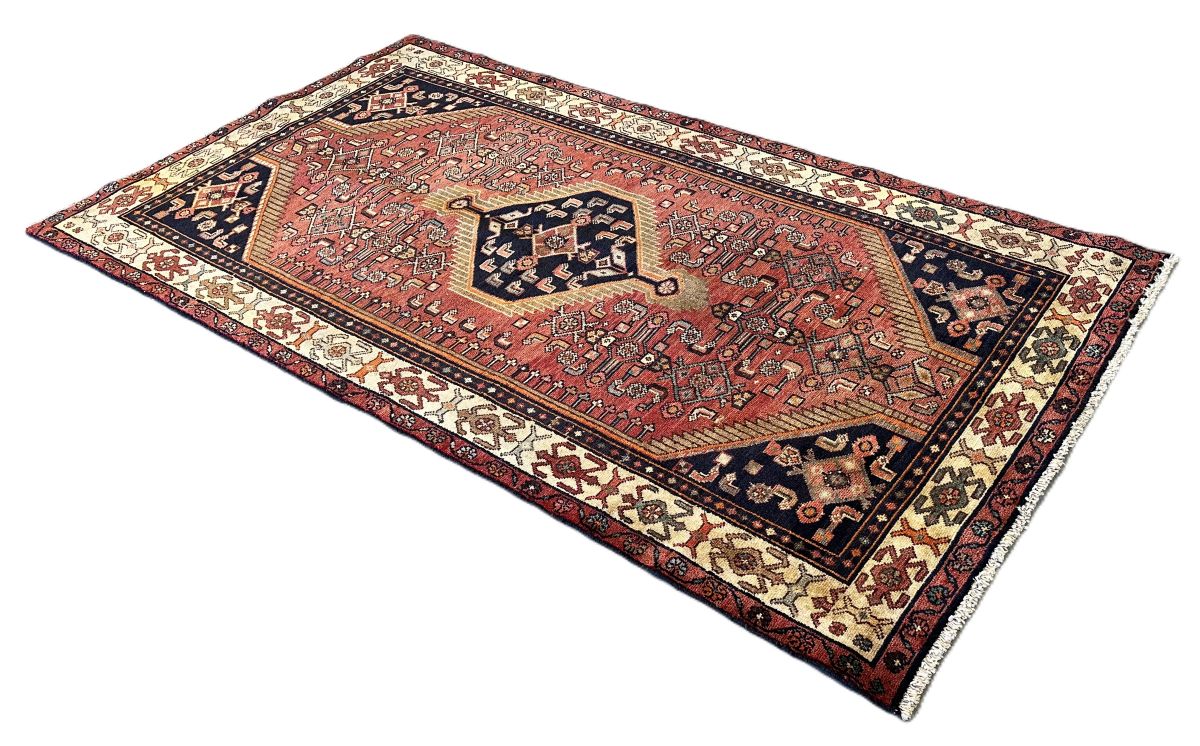 Hand-Knotted Tribal Persian Hossainabad Rug
