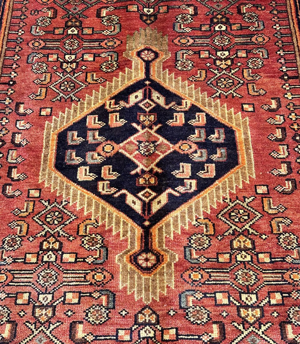 Hand-Knotted Tribal Persian Hossainabad Rug