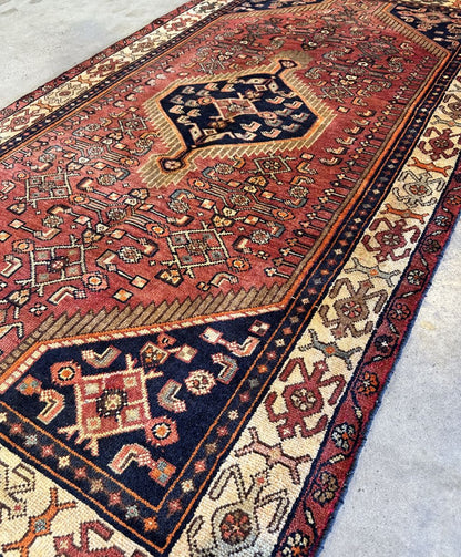 Hand-Knotted Tribal Persian Hossainabad Rug