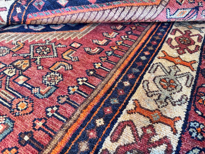 Hand-Knotted Tribal Persian Hossainabad Rug
