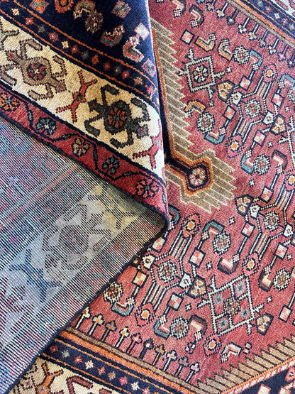 Hand-Knotted Tribal Persian Hossainabad Rug