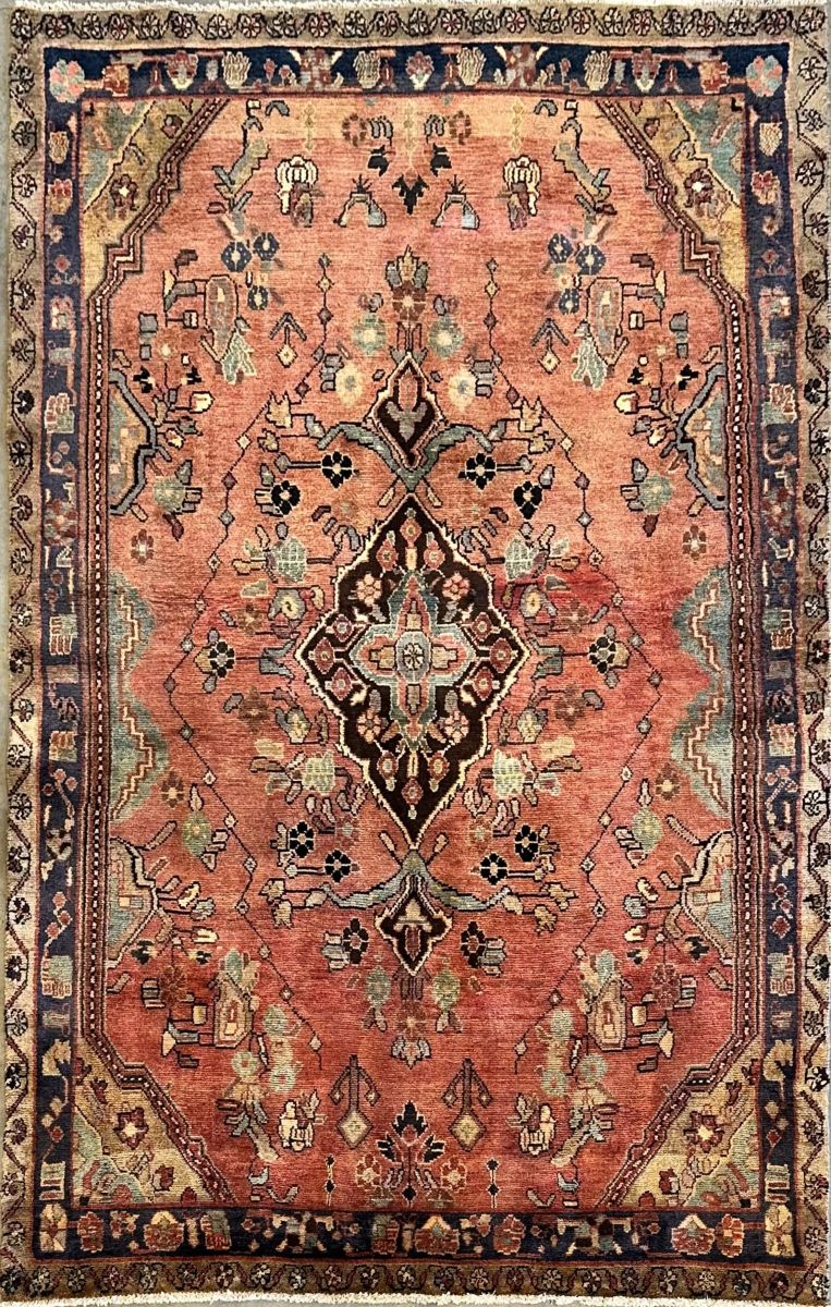 Hand-Knotted Persian Mehraban Rug