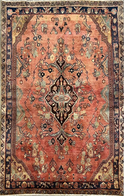 Hand-Knotted Persian Mehraban Rug