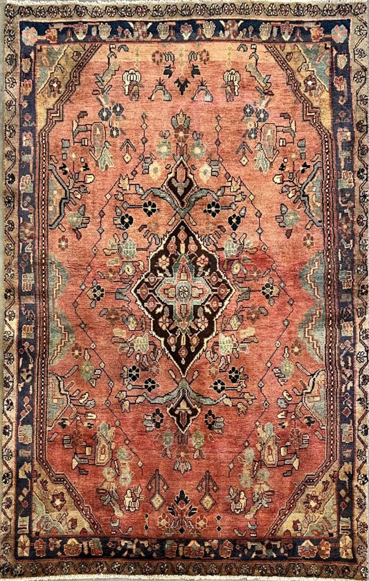 Hand-Knotted Persian Mehraban Rug