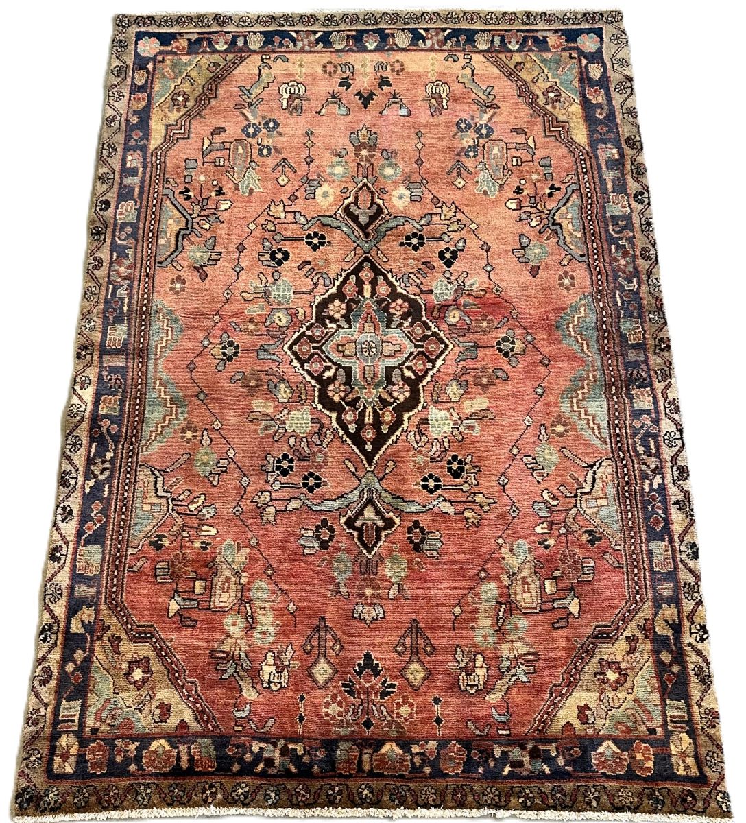 Hand-Knotted Persian Mehraban Rug