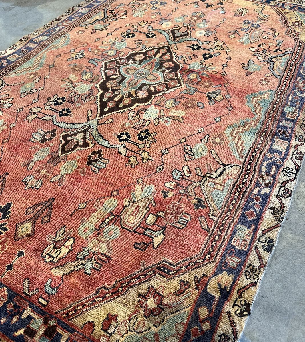 Hand-Knotted Persian Mehraban Rug