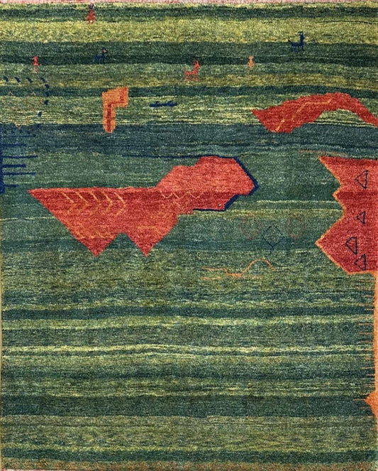 Hand-Knotted Tribal Persian Gabbeh Rug