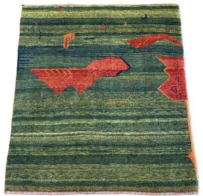 Hand-Knotted Tribal Persian Gabbeh Rug