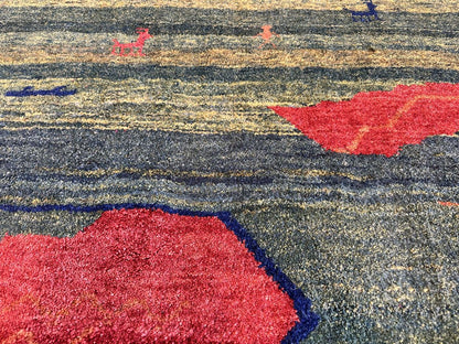 Hand-Knotted Tribal Persian Gabbeh Rug
