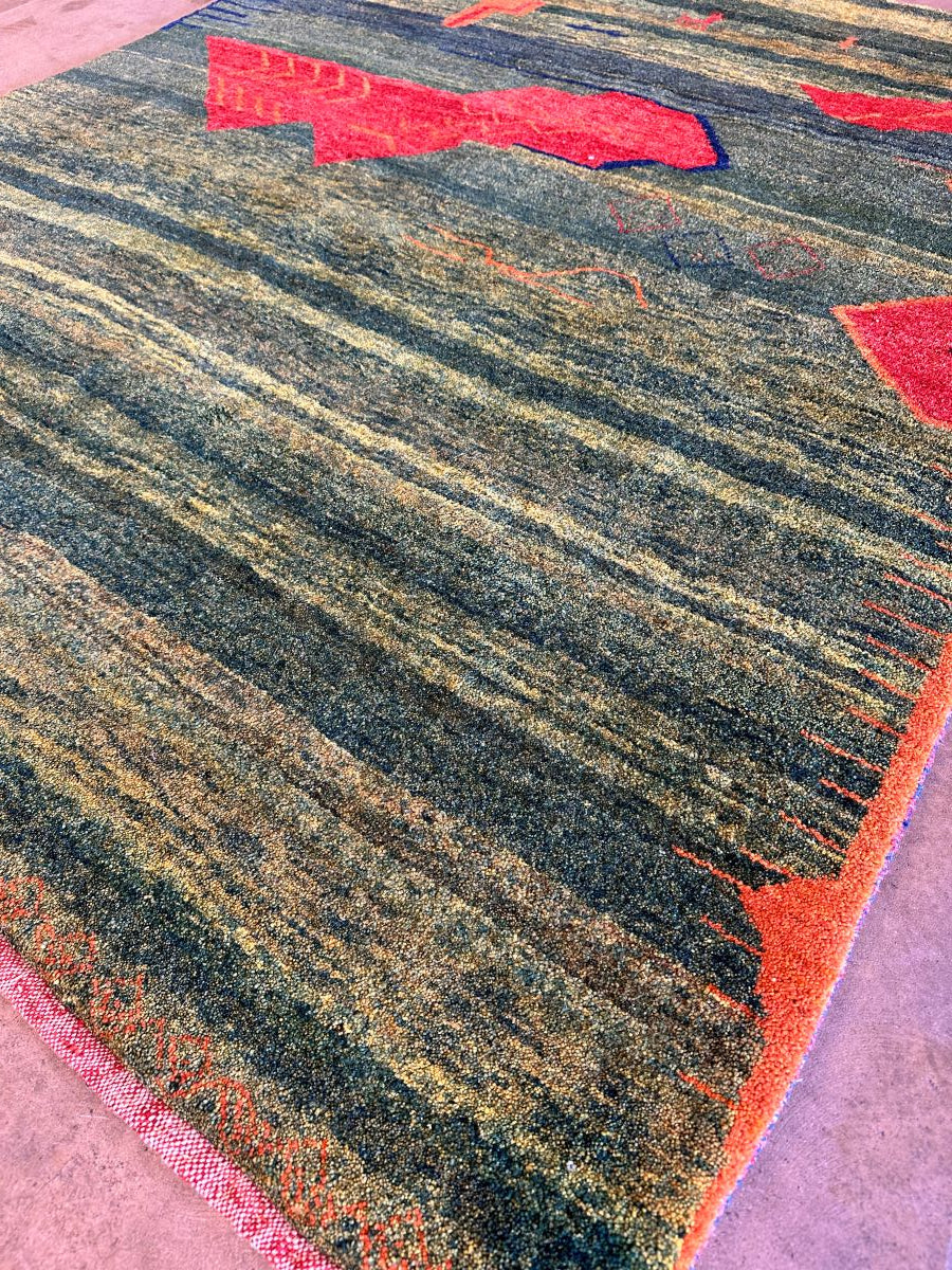 Hand-Knotted Tribal Persian Gabbeh Rug
