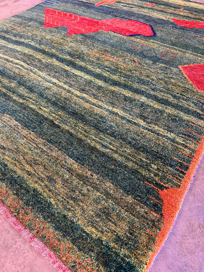 Hand-Knotted Tribal Persian Gabbeh Rug
