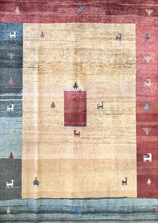 Hand-Knotted Tribal Persian Gabbeh Rug