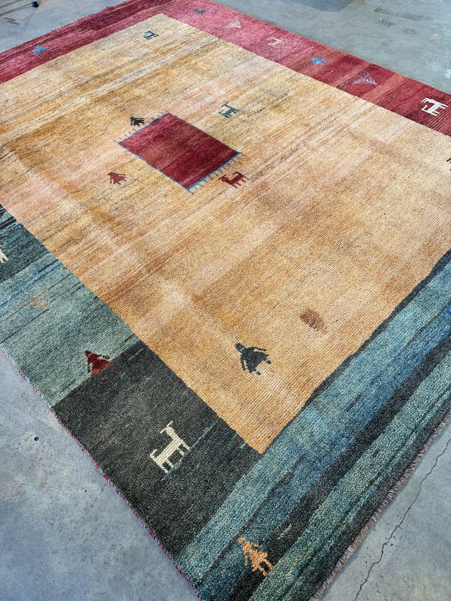 Hand-Knotted Tribal Persian Gabbeh Rug