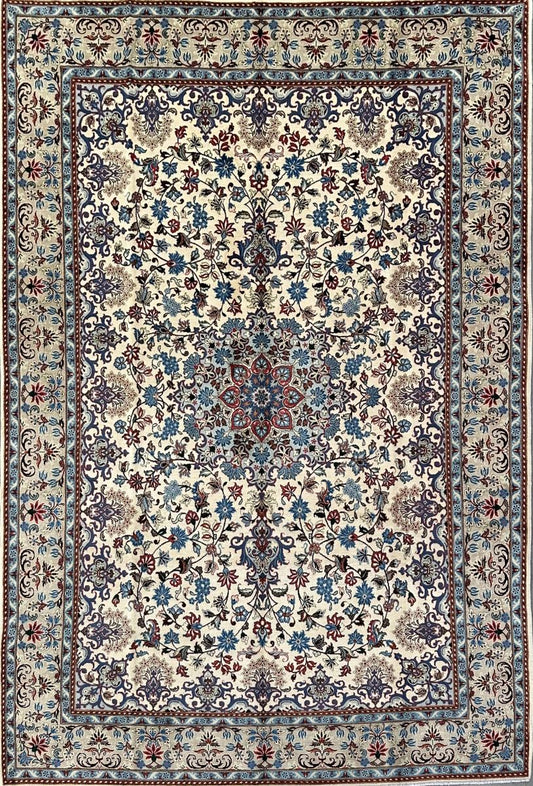 Fine Hand-Knotted Persian Yazd Carpet