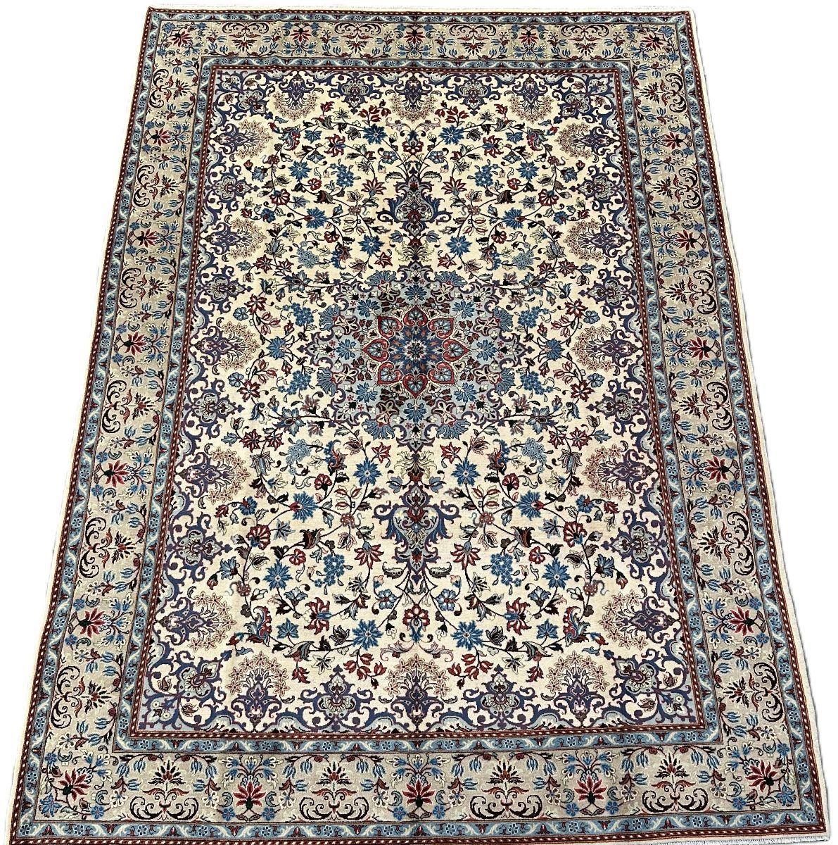 Fine Hand-Knotted Persian Yazd Carpet