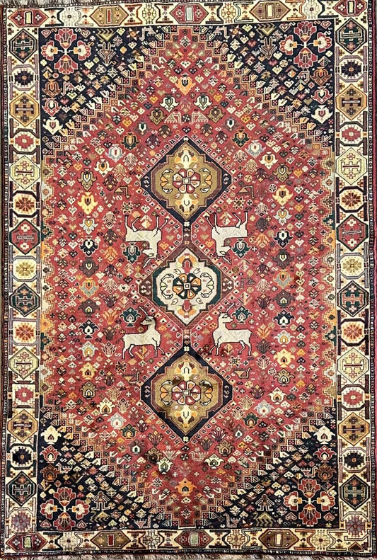 Hand-Knotted Tribal Persian Qashqaie Rug