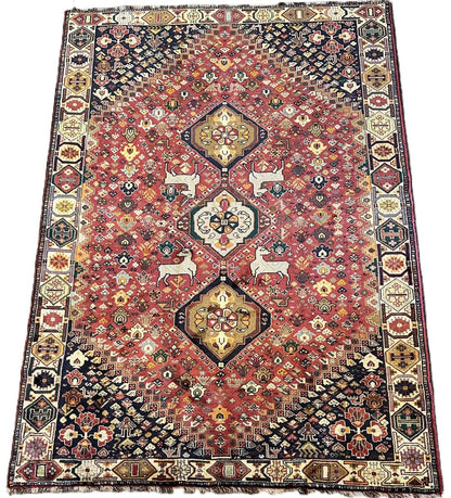 Hand-Knotted Tribal Persian Qashqaie Rug