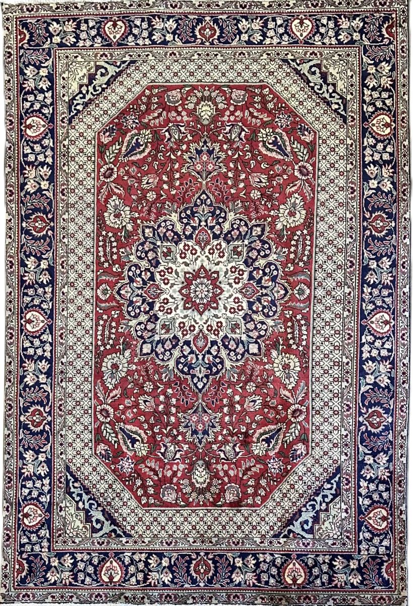 Hand-Knotted Persian Tabriz Carpet