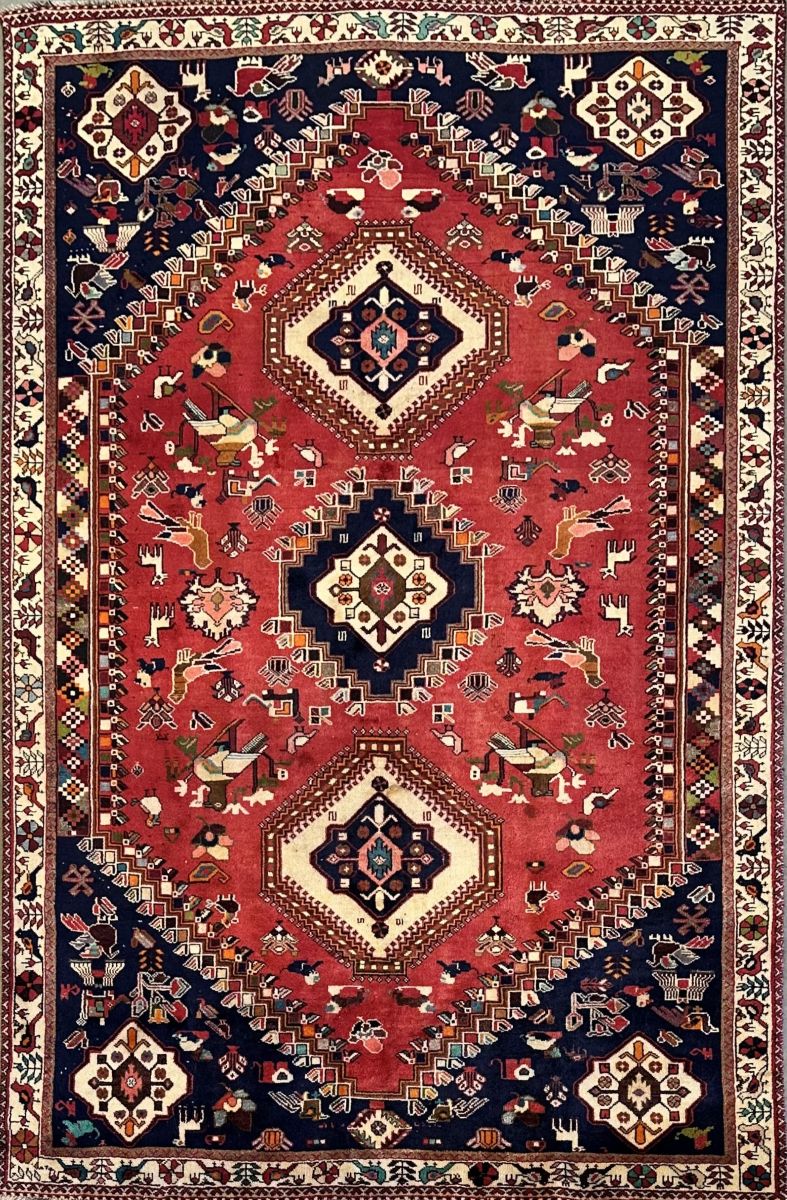 Hand-Knotted Tribal Persian Qashqaie Rug