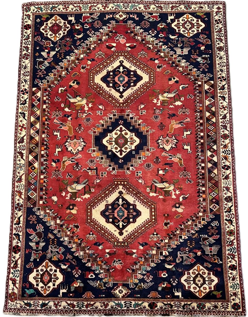 Hand-Knotted Tribal Persian Qashqaie Rug