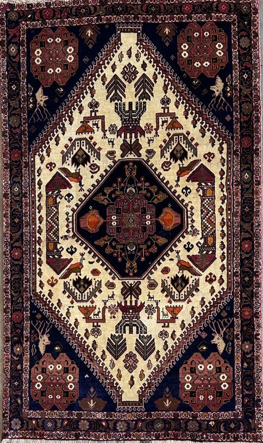 Hand-Knotted Tribal Persian Qashqaie Rug