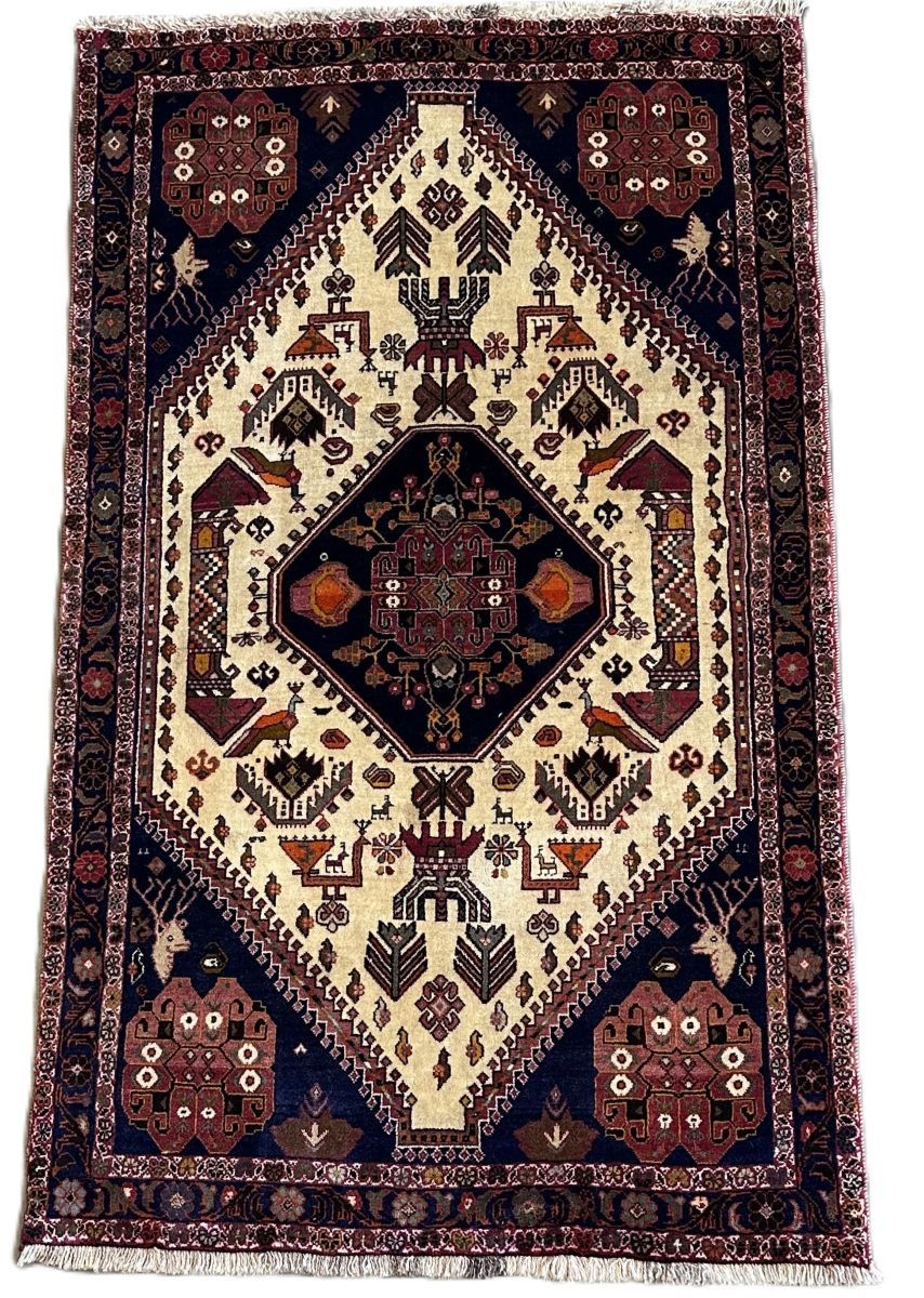 Hand-Knotted Tribal Persian Qashqaie Rug