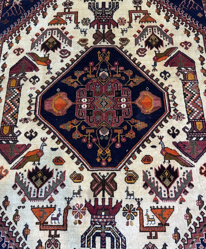 Hand-Knotted Tribal Persian Qashqaie Rug