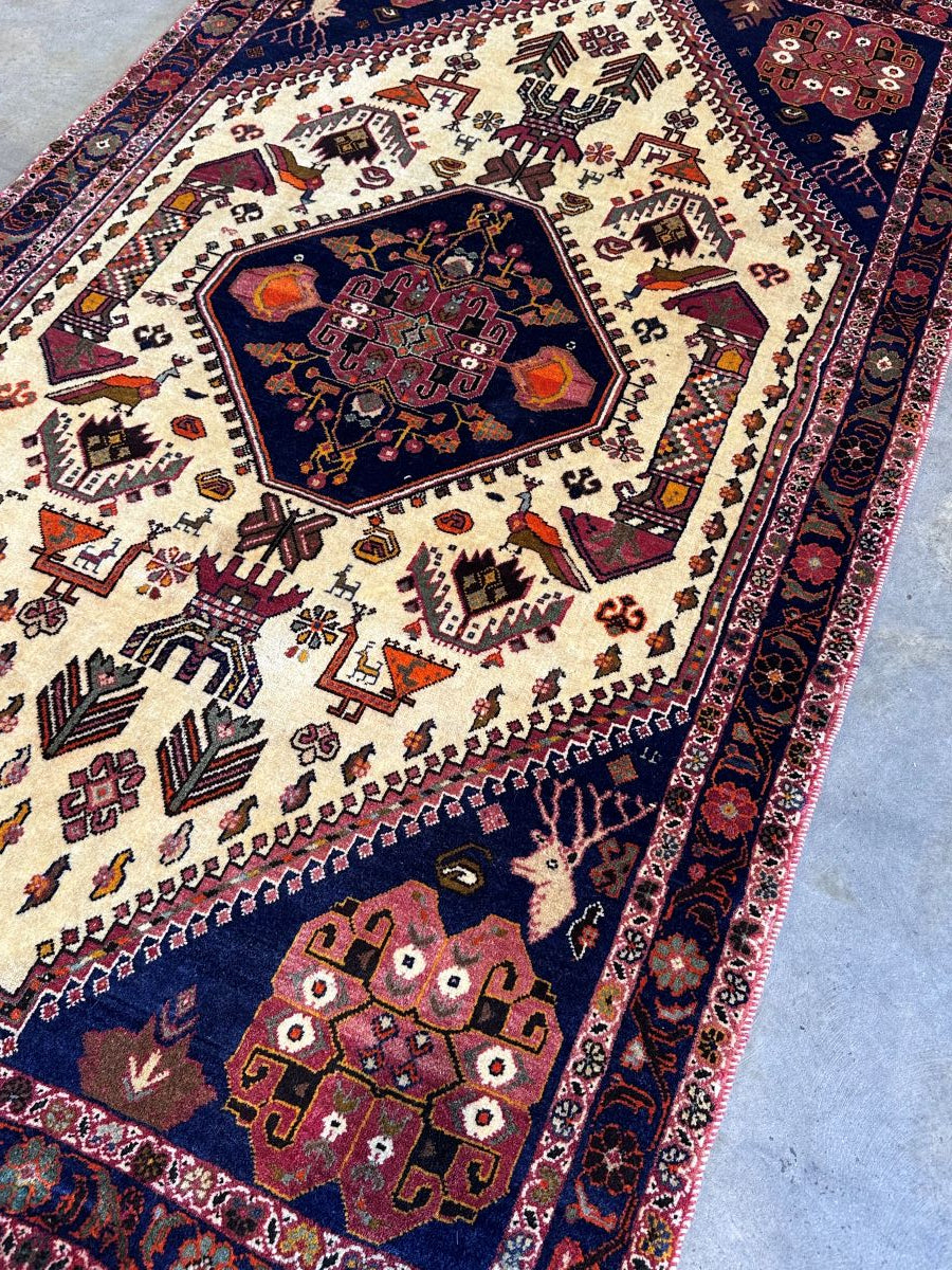 Hand-Knotted Tribal Persian Qashqaie Rug