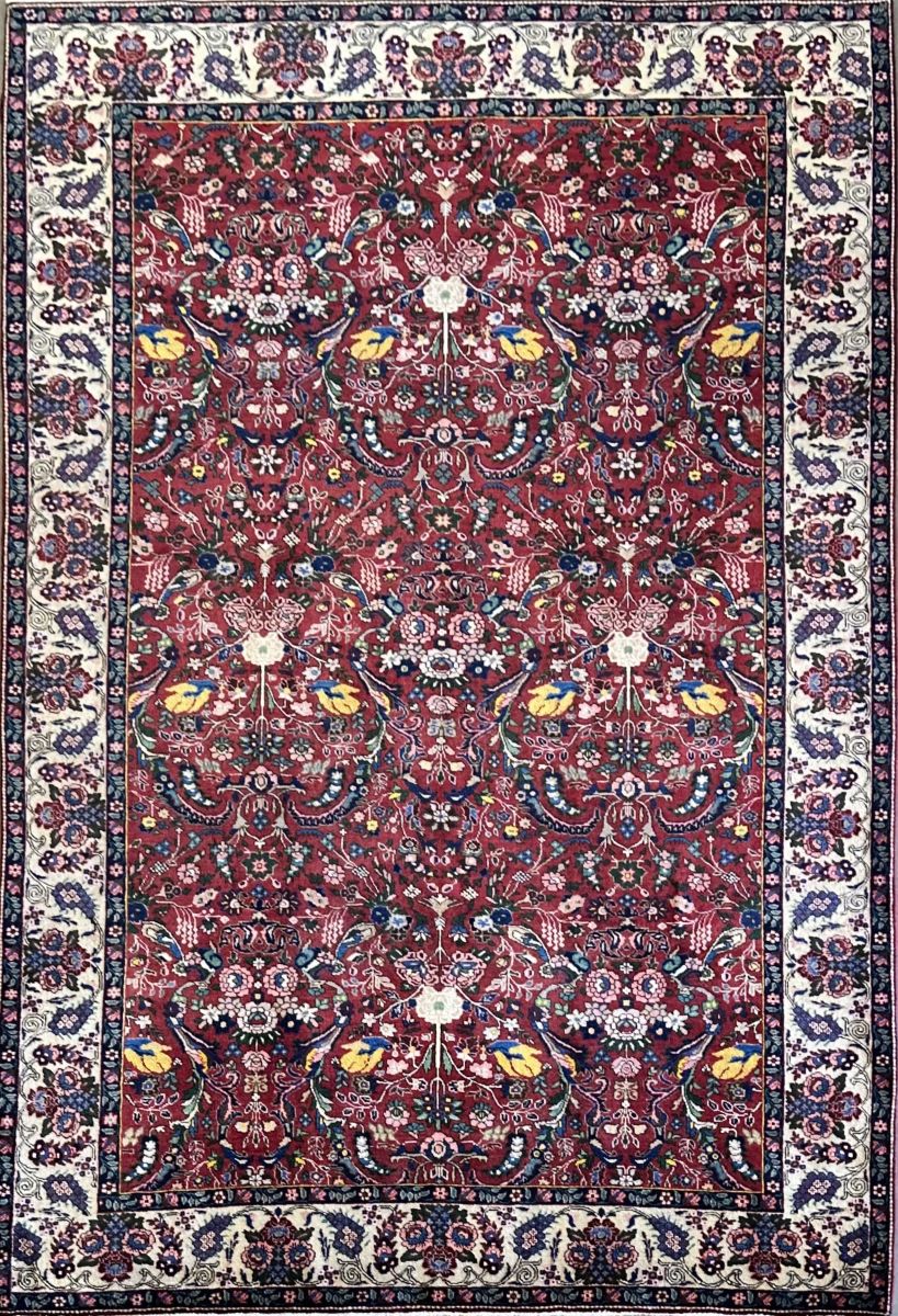 Antique Hand-Knotted Persian Tabriz Khalkhal Carpet