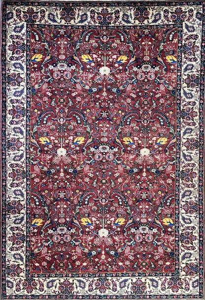Antique Hand-Knotted Persian Tabriz Khalkhal Carpet