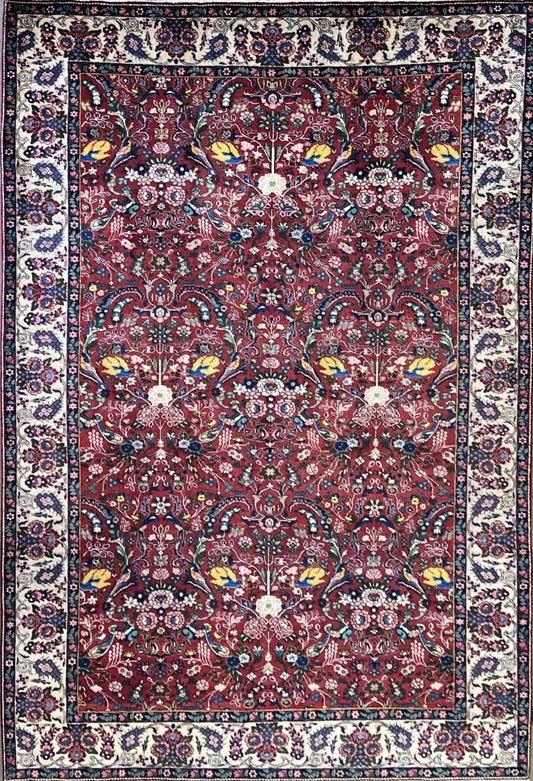 Antique Hand-Knotted Persian Tabriz Khalkhal Carpet