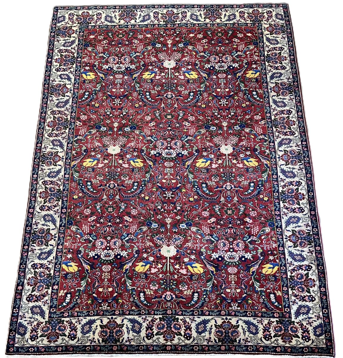 Antique Hand-Knotted Persian Tabriz Khalkhal Carpet