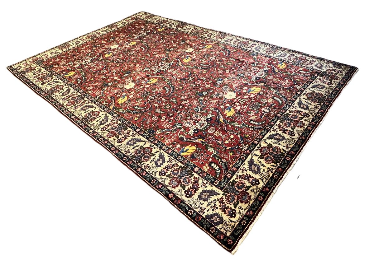 Antique Hand-Knotted Persian Tabriz Khalkhal Carpet