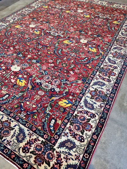 Antique Hand-Knotted Persian Tabriz Khalkhal Carpet