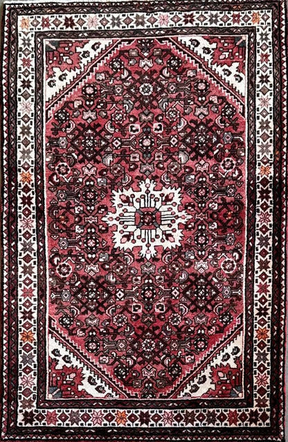 Hand-Knotted Tribal Persian Hossainabad Rug